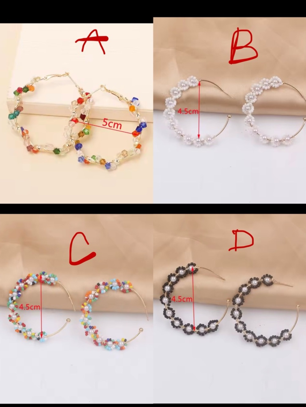 Acrylic colorful Beads Imitaiton medium hoop Earrings Eye-Catching Design